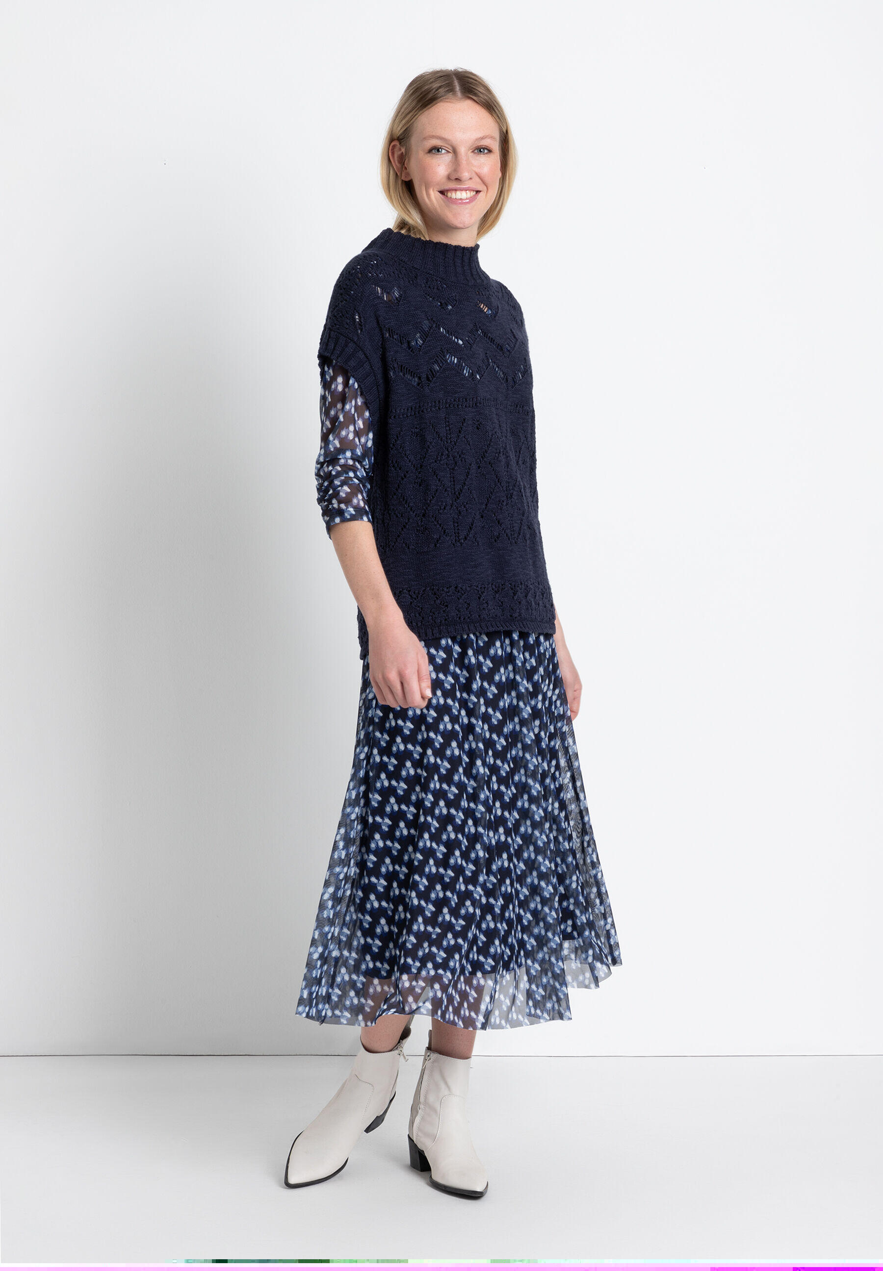 Robe en maille imprimée à manches 3/4