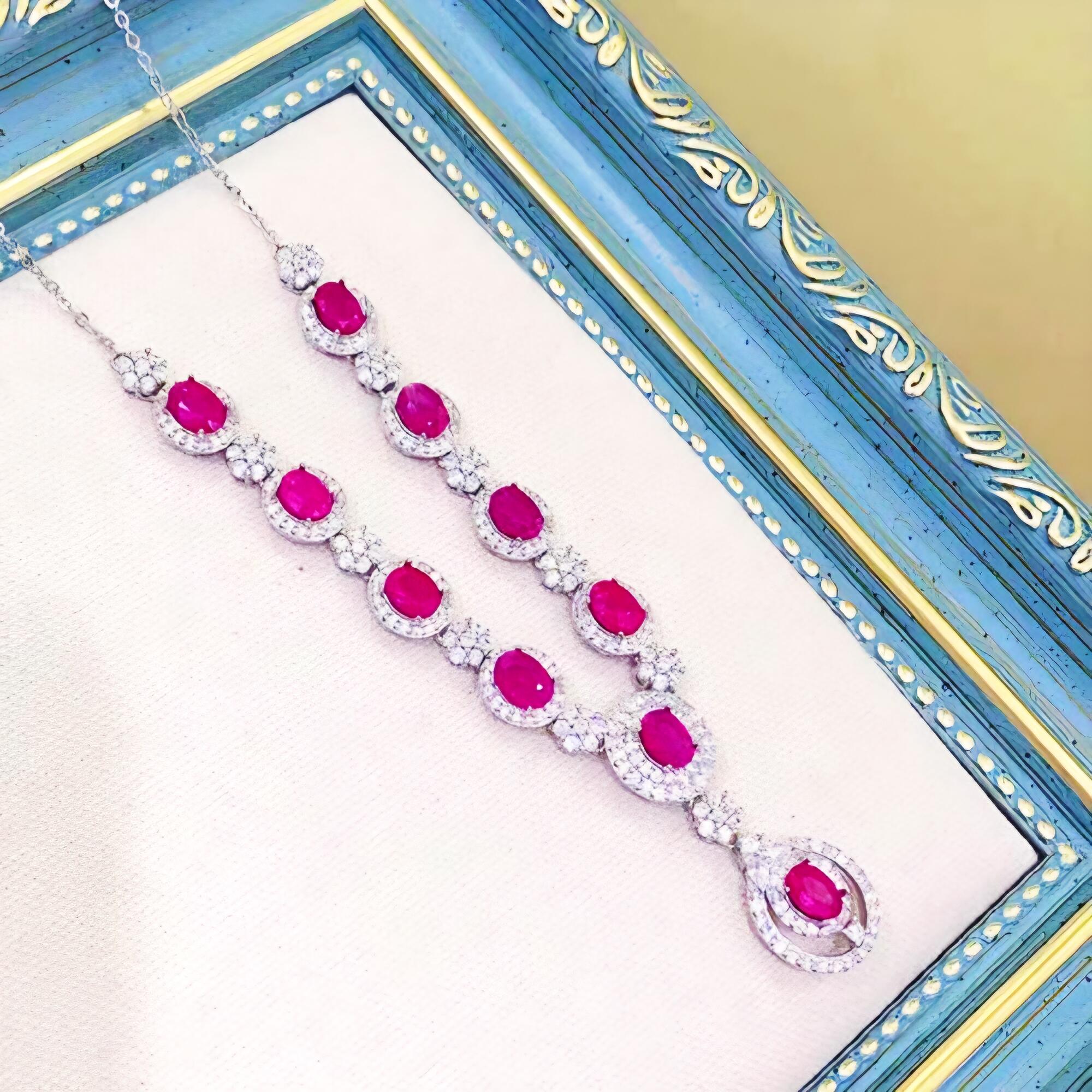 Collier pour femmes en argent 925 incrusté de rubis naturels