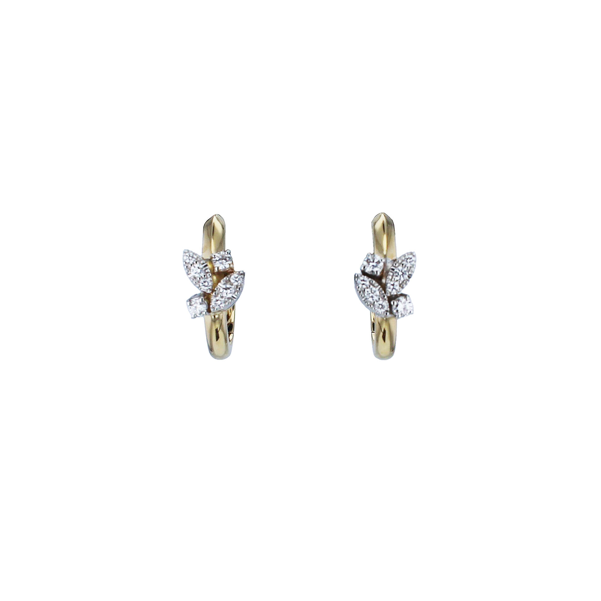 Pair of Schroeder Joailliers earrings from the "Couronne de Chêne" collection in 18k yellow and white gold