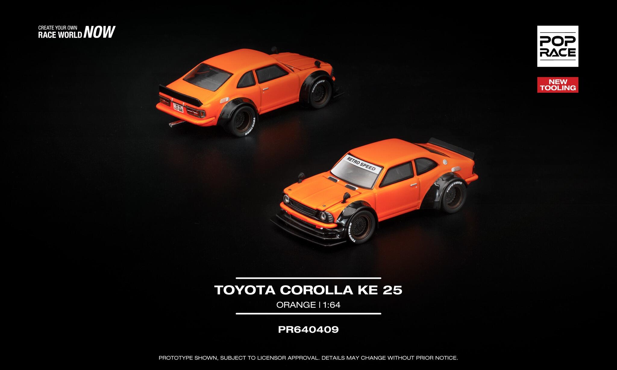 [En précommande] Pop Race - #PR64-409 - Toyota Corolla KE 25 - orange - 1/64