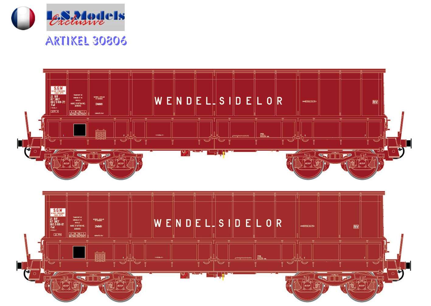 Ls Models 31120 Set de 2 wagons tombereaux DC, UNIMETAL | UK