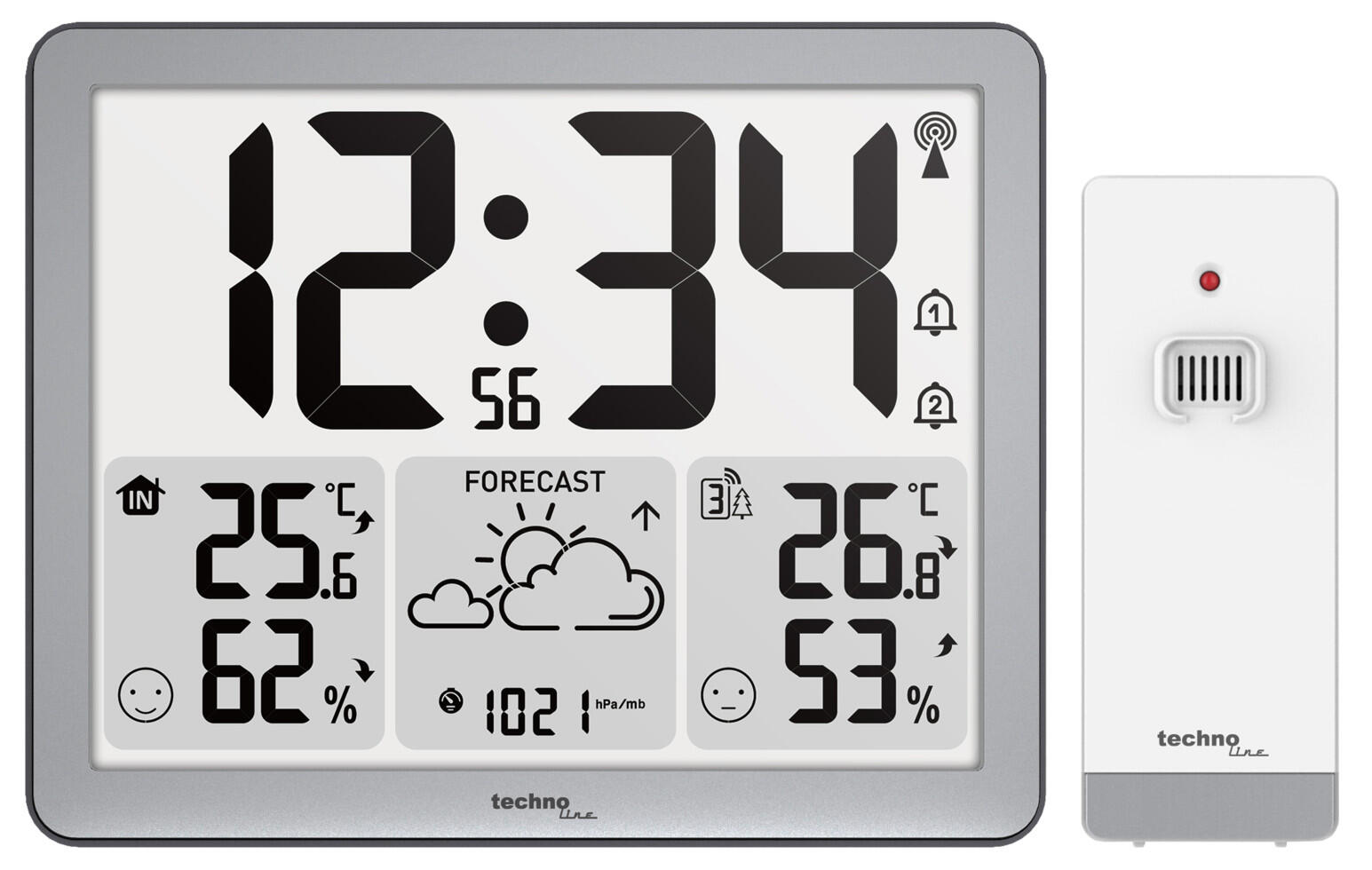 Technoline Wetterstation WS6780 inkl. Außensensor TX205DTH grau