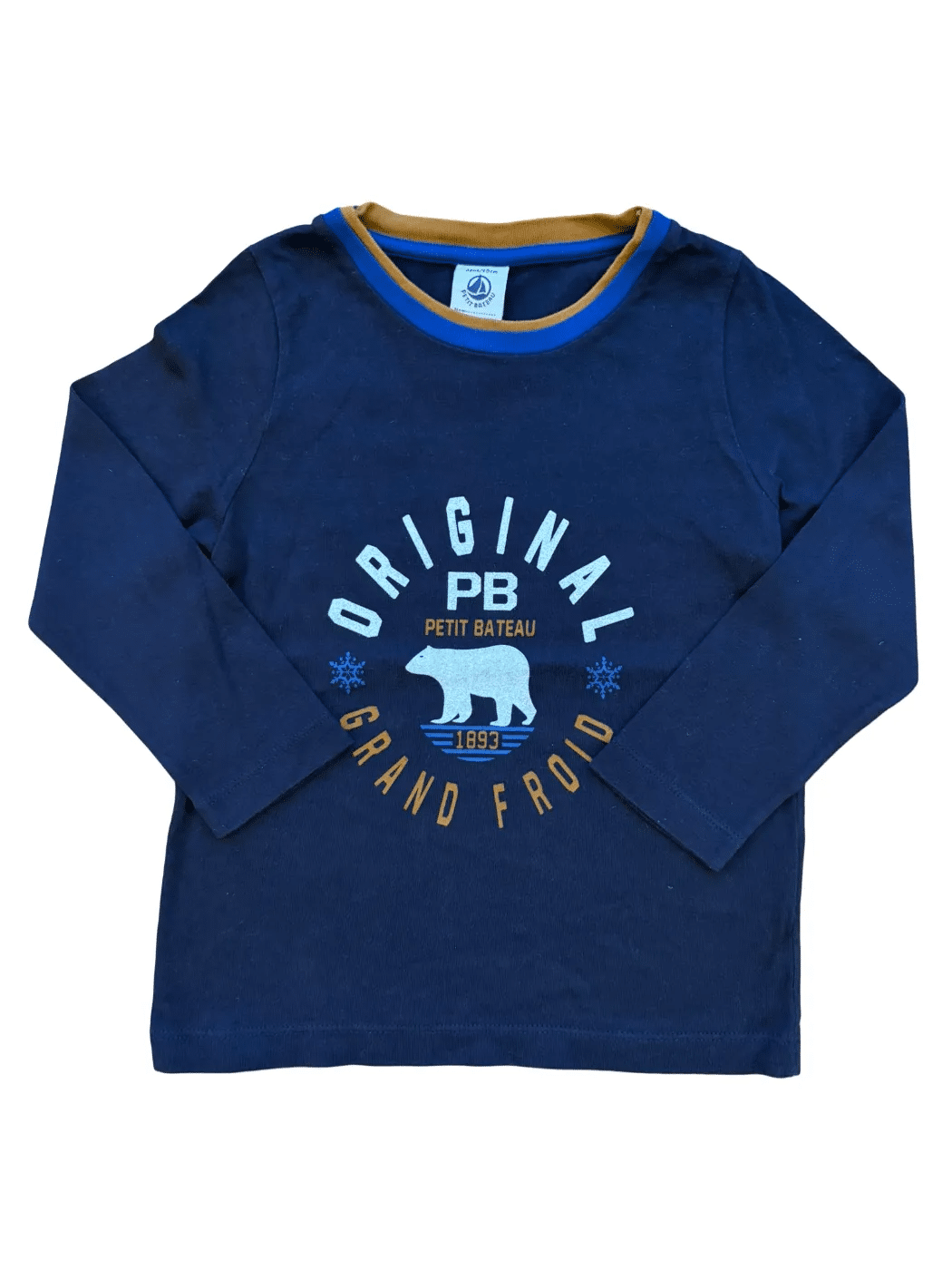 Petit Bateau Navy Polar Bear T-shirt à manches longues (3Y / 95)