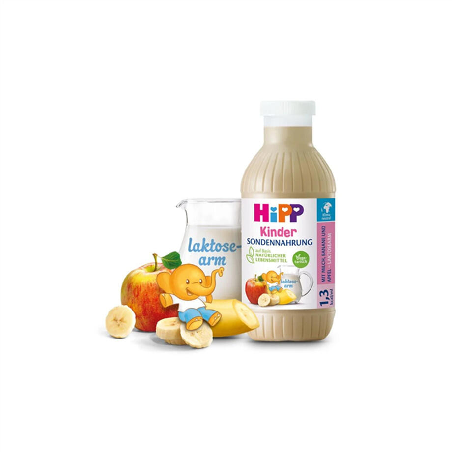 HiPP Alimentation par sonde 1,3 kcal/ml, pediatrique avec lait, banane et pomme, 12 x 500 ml