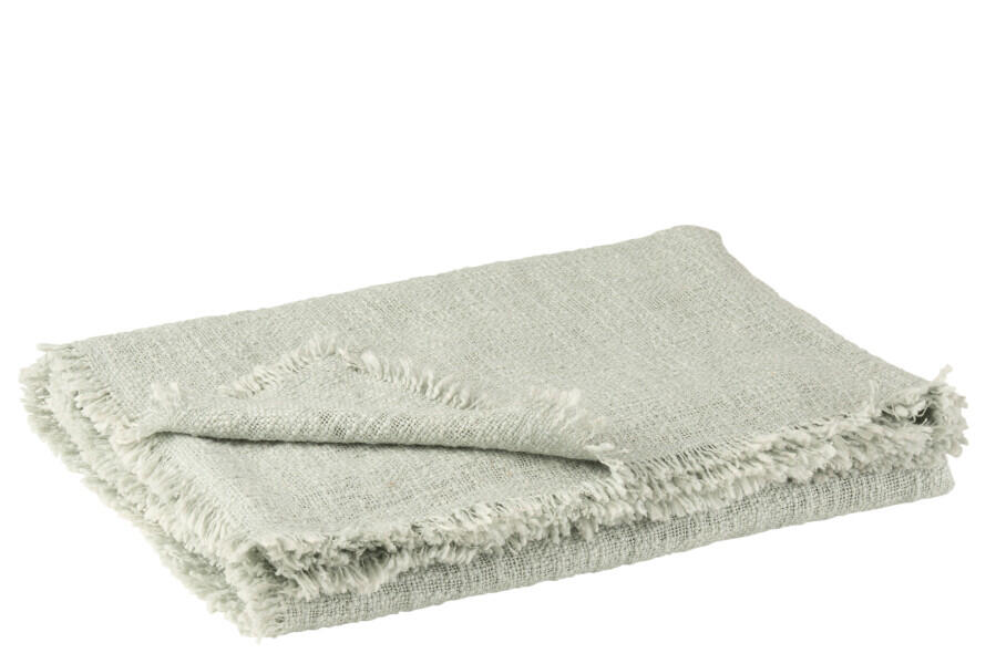 Plaid or tablecloth fringes - cotton - light green mint - 170 x 130 cm 22835