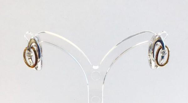 # Creolen-Ohrringe aus Weiß- &amp; Roségold mit natürlichen Diamanten 0.14ct