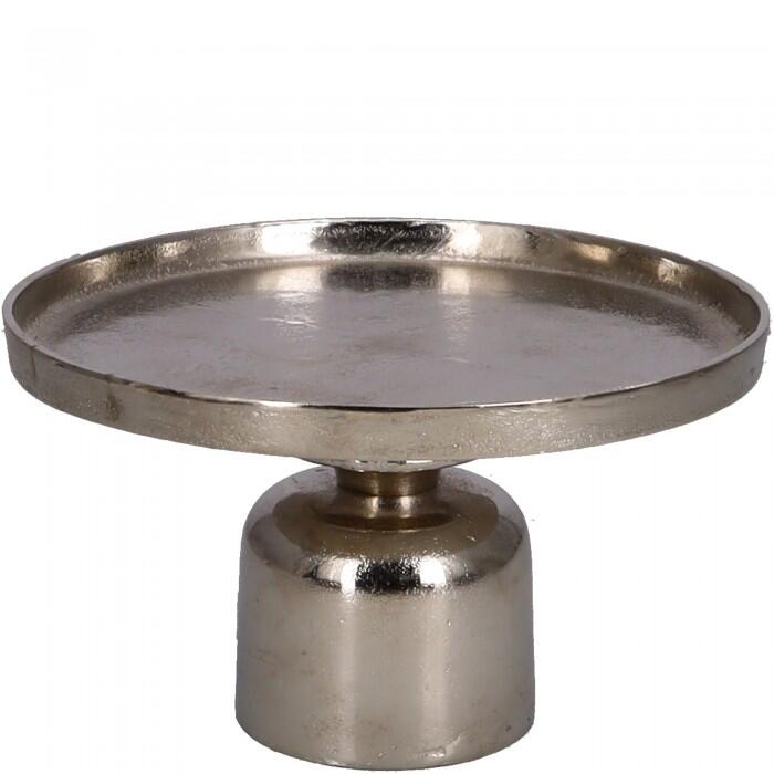 Alu Tablett silber - auf Fuss - 27 cm 039 rund
