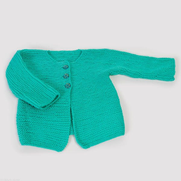 Veste pour bébé en côte, tricotée à la main
