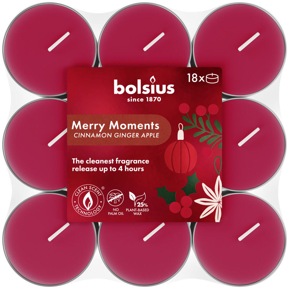 Bolsius scented tealights merry moments 18-pack red