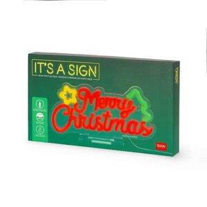 NEL0004: NEON-EFFECT LED SIGN - IT'S A SIGN - MERRY XMAS (X-MAS25)