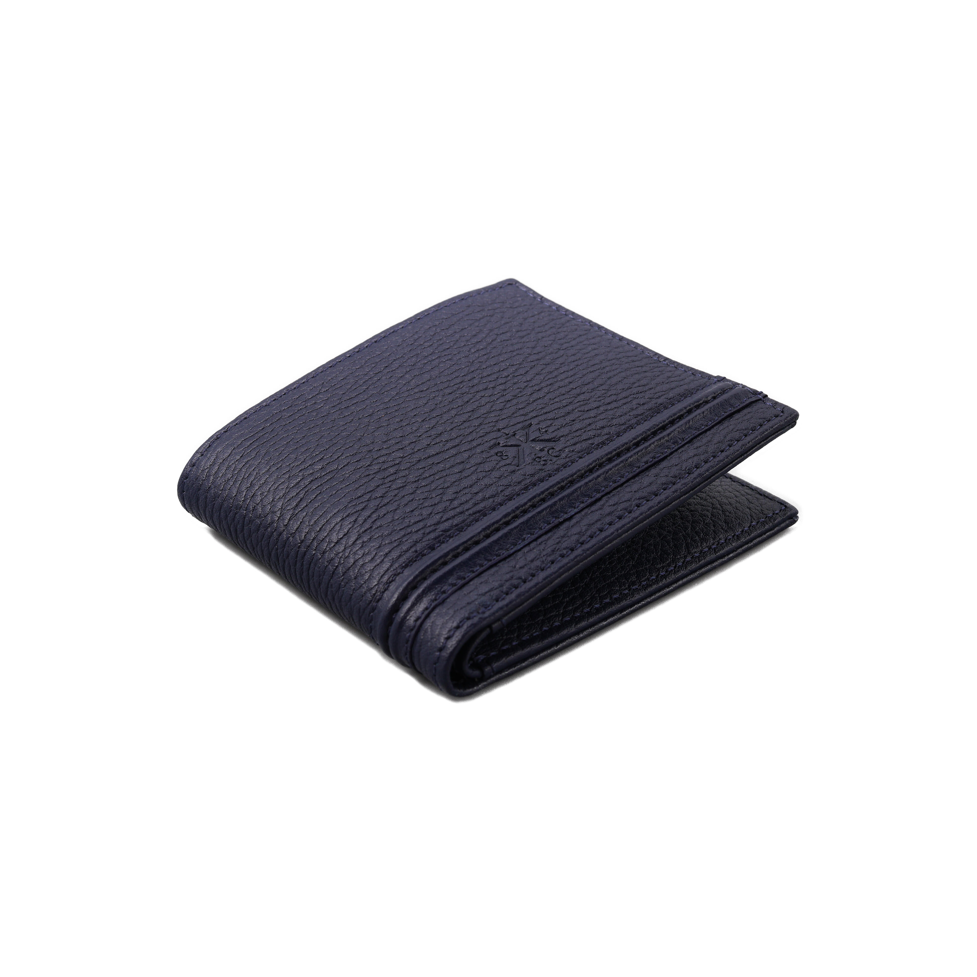 HANNO Wallet in Navy Blue Grained Leather