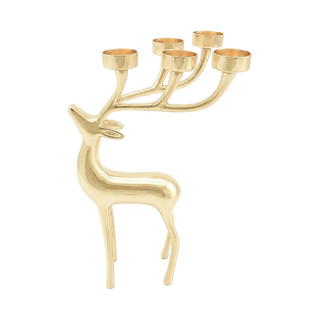 Goldener Rentier-Kerzenhalter, 6-flammig, Alu gold