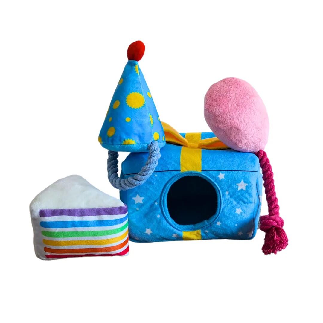 Pawsome Festive Party Set – Quietschendes Plüschspielzeug für Hunde | PawStory Geburtstags-Geschenkbox