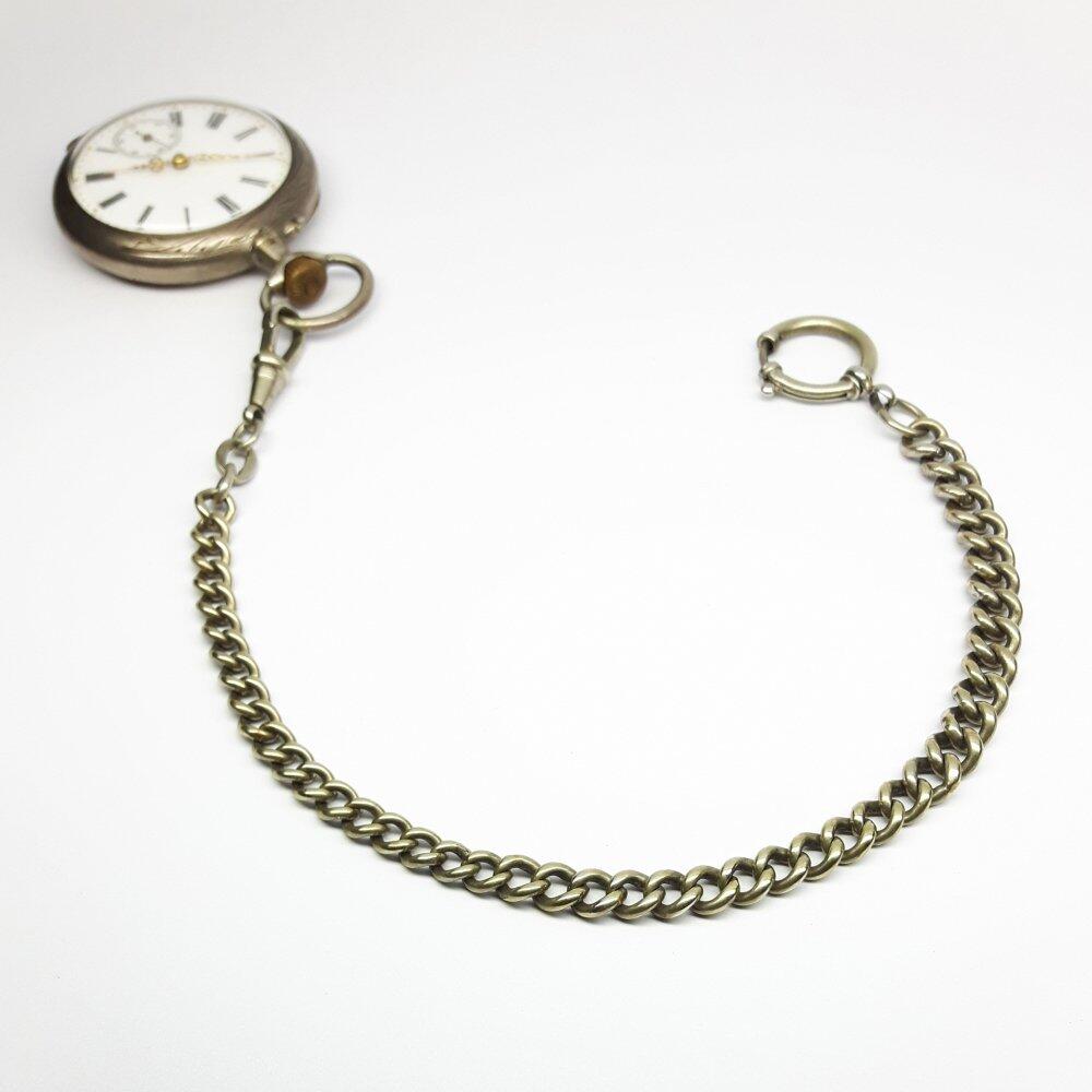 Taschenuhrkette vernickelt 28cm. Vintage.