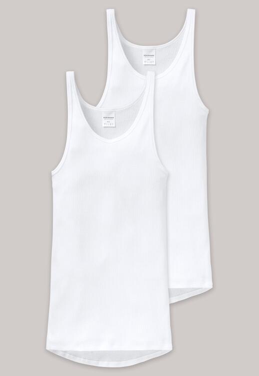 SCHIESSER Feinripp-Unterhemd, Doppelpack, weiß 