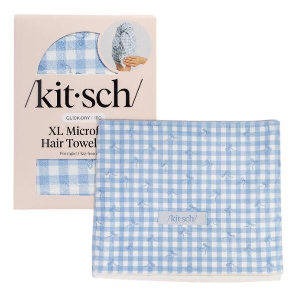 Kitsch Turban-serviette XL pour cheveux - Vichy bleu