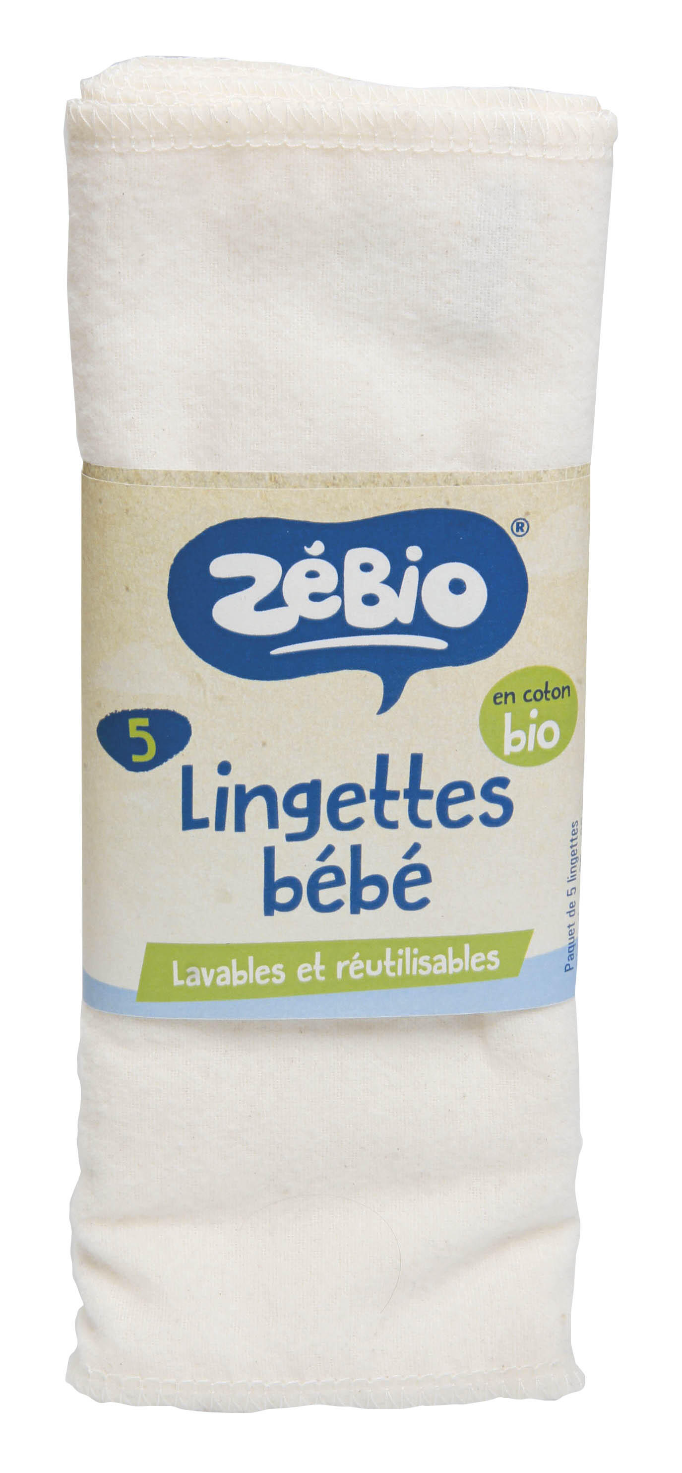 Zébio Lot de 5 lingettes pour bébé en coton bio 