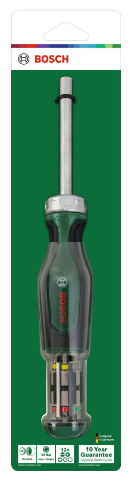 Bosch tournevis à cliquet avec 12 embouts inclus
