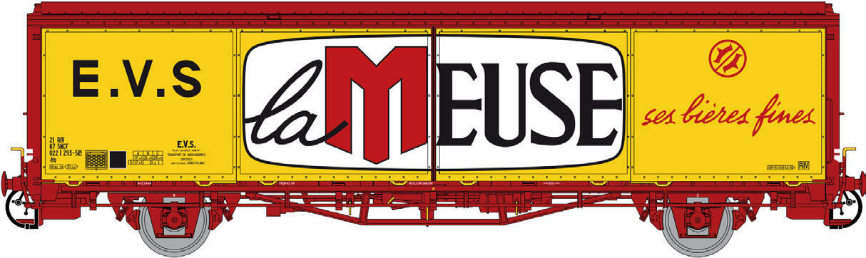 LS Models 30680 - Wagon couvert Hs jaune, parois planes, la MEUSE - HO