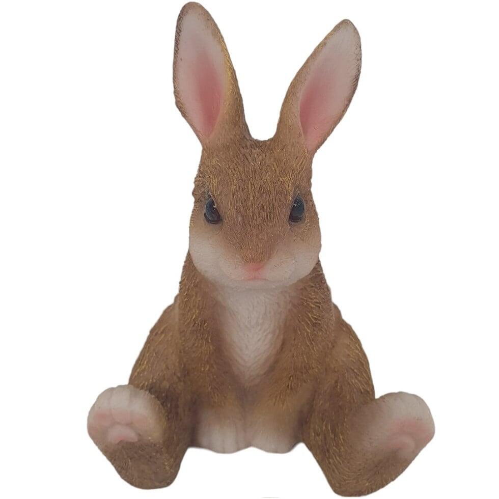 Sitting rabbit decorative figurine, 10 x 7 x 7 cm, brown and white