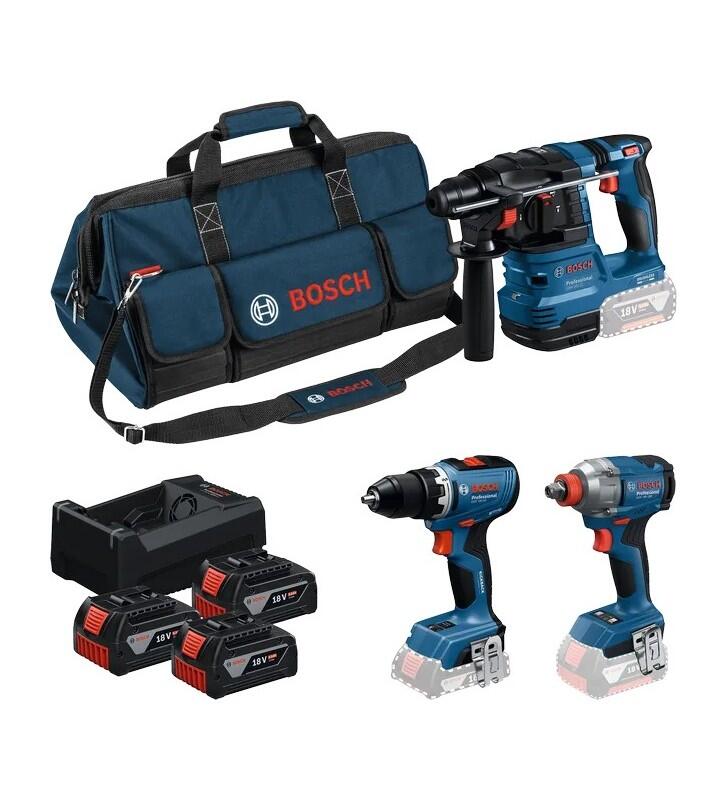 BOSCH - Kit 18V avec 3 outils : GSR + GDX + GBH + 3x5.0Ah + GAL 12V/18V-80 - 0615A50093