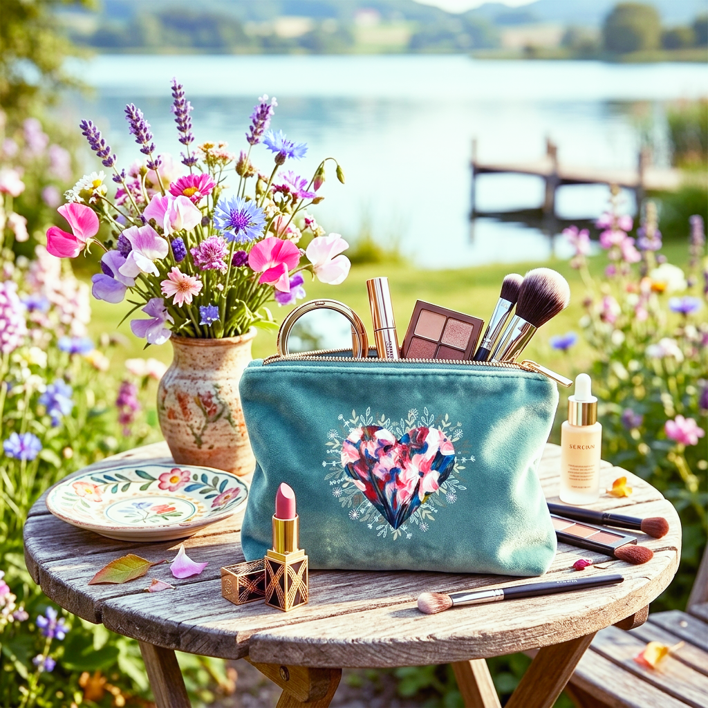 Kosmetiktasche aus Samt: Sacred Rose