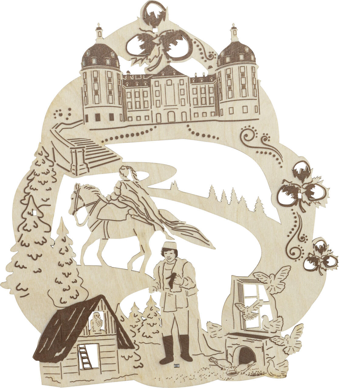 Saico LED Window Picture Drei Haselnüsse für Aschenbrödel Wood 30 cm Natural