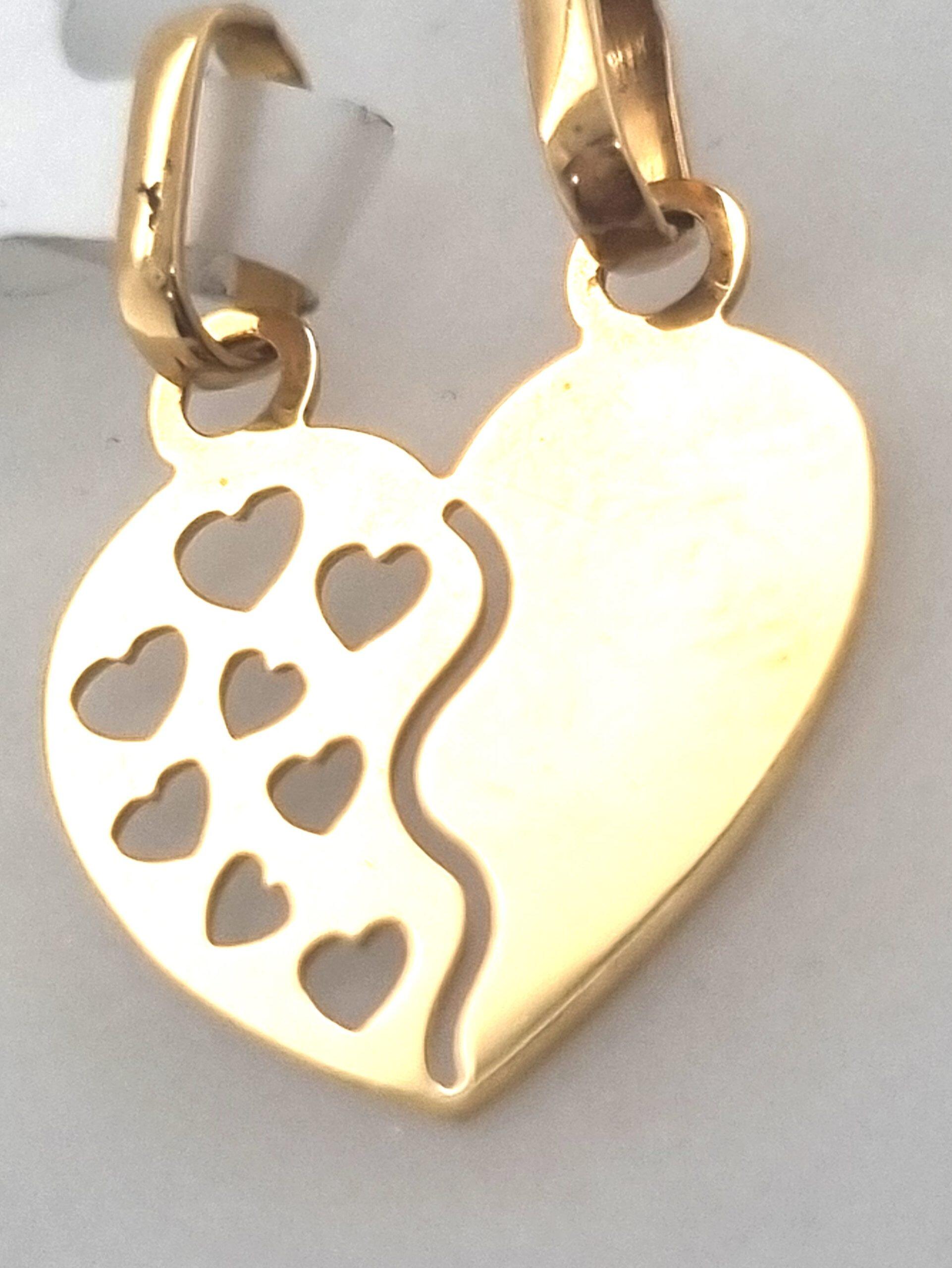 Pendentif coeur brisé or jaune 18K