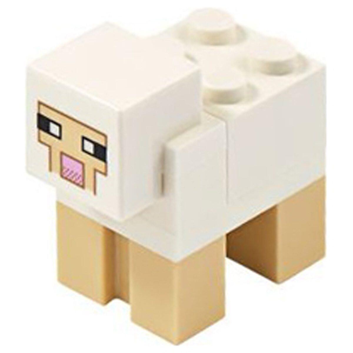 Mouton Minecraft, blanc, brique 2 x 2 sur le dos - construit en briques