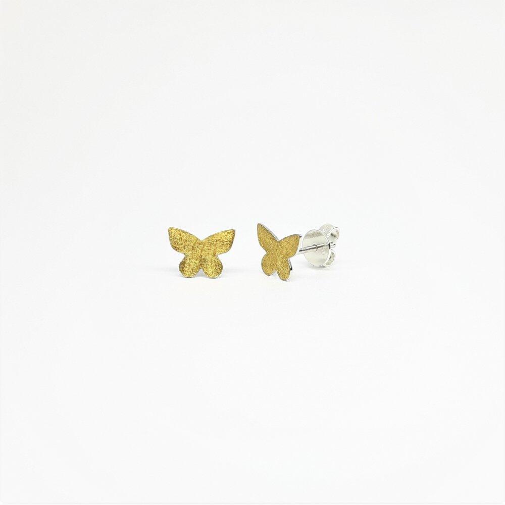 "Butterfly ", stud earrings made of 925/-silver and fine gold.