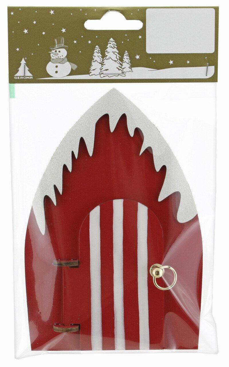 Wooden Christmas door ornament, 14 x 10 cm, red, 1 piece