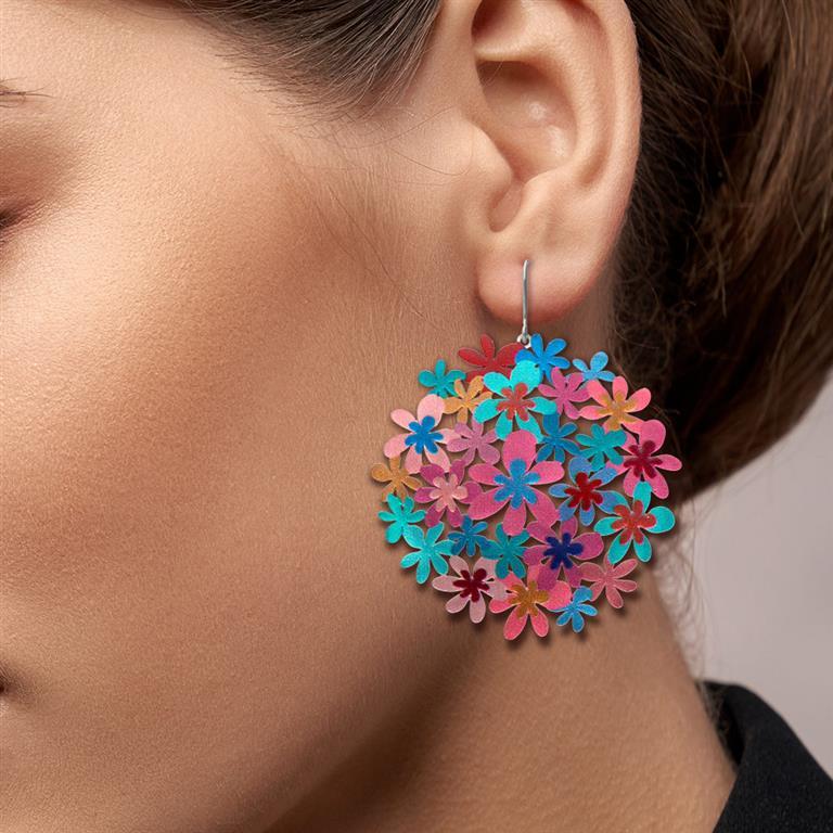 Türkisfarbene Bouquet-Ohrringe Gr. L