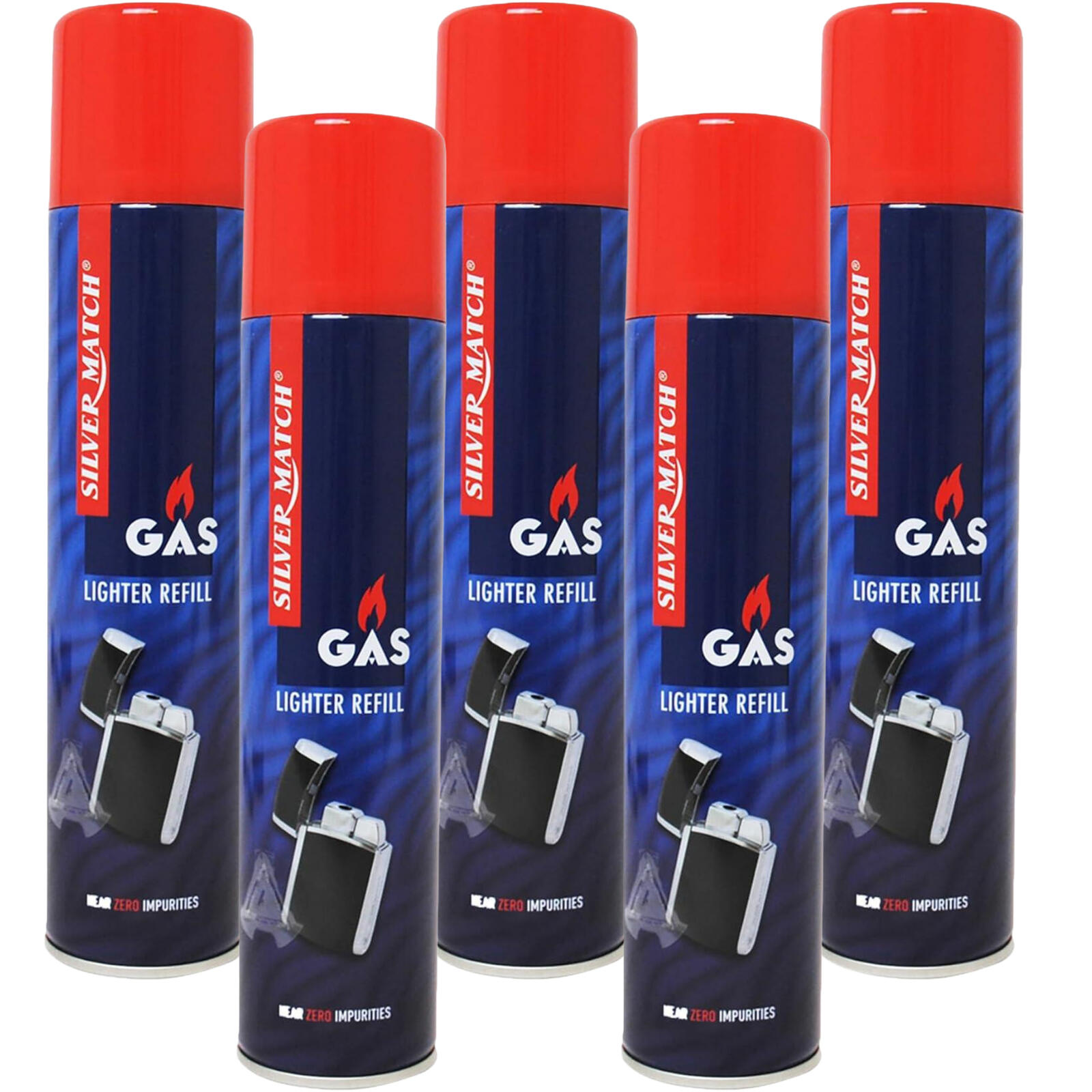 Silver Match Gaz de briquet pour briquets et chalumeaux de cuisine (5x 300ml)