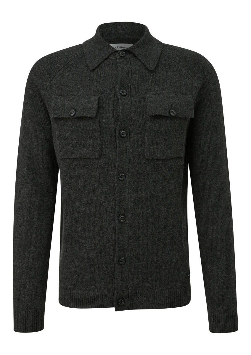 Cardigan à poches poitrine et col polo