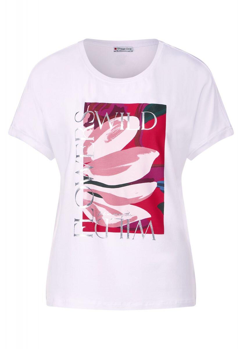 Street One T-shirt with part print - white (30000) - 38 | Letzshop