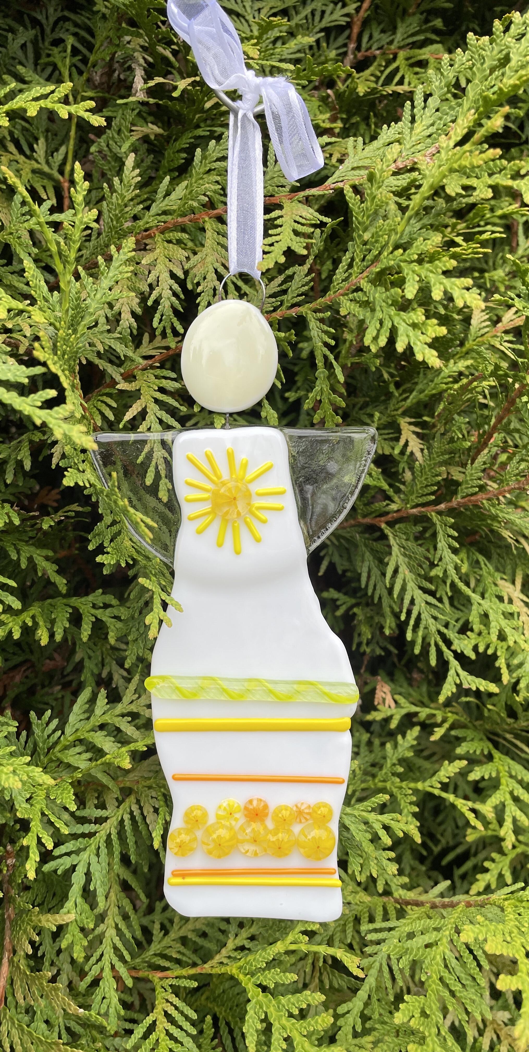 Angel, handmade from glass with fused Millefiori — Design 18, one-of-a-kind