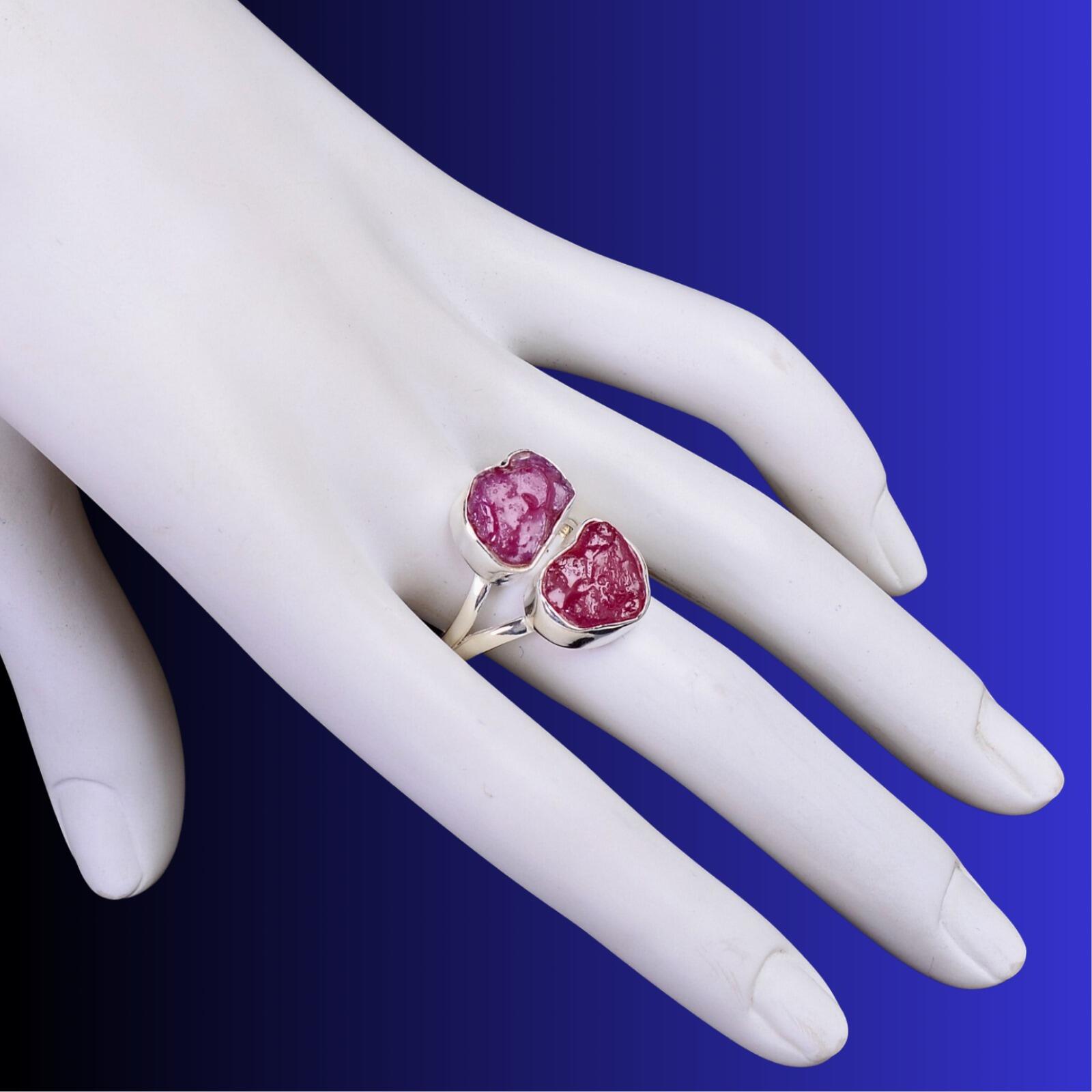 925 silver ring with raw ruby Letzshop