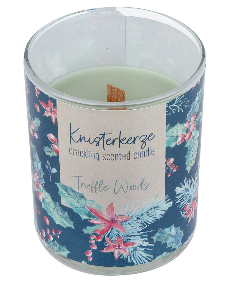 Steinhart crackling candle with Truffle Woods fragrance, Ø 6.5 × 7.9 cm, in a glass jar, sage.