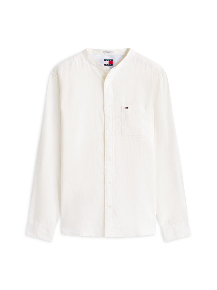 Chemise Regular Fit en lin mélangé avec col montant