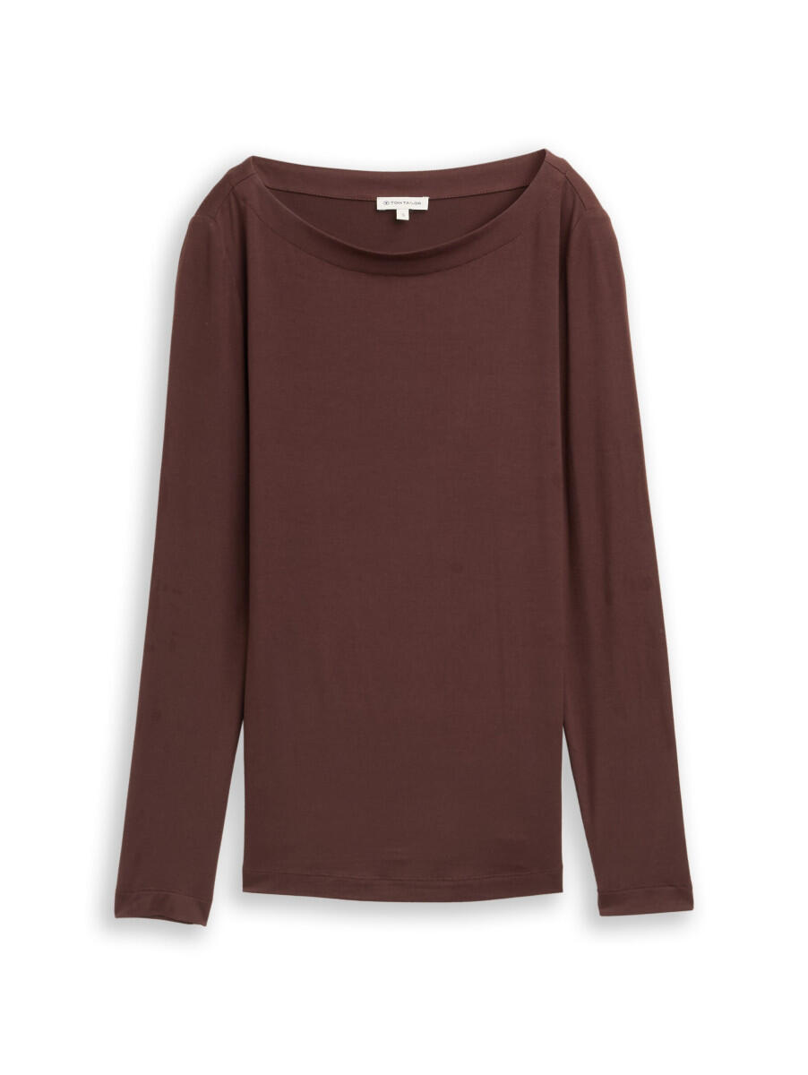 T-shirt à manches longues, coupe slim, col bateau