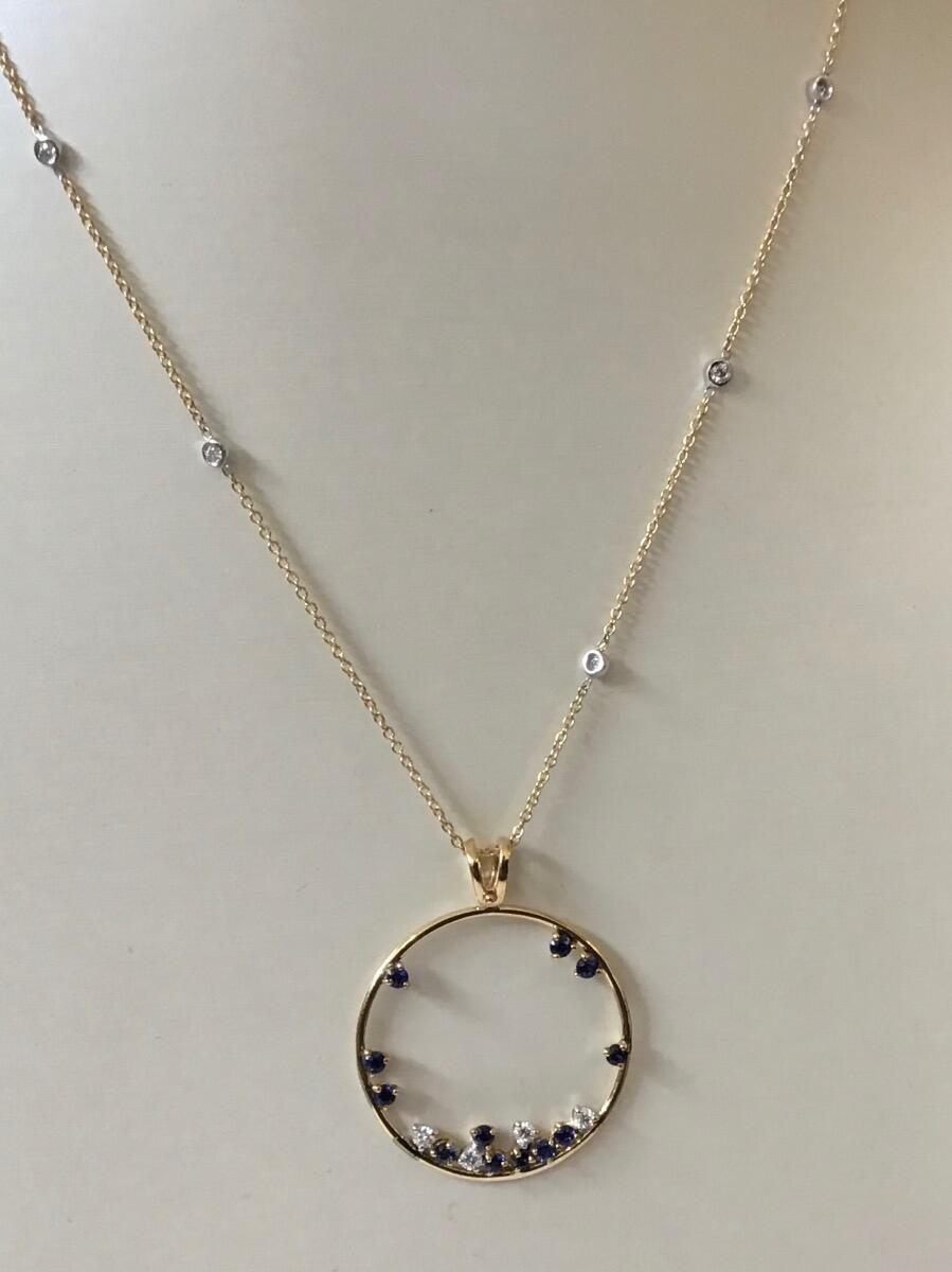 # Yellow sapphire and round diamond pendant chain