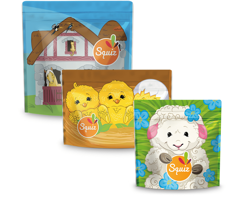 3 Sacs à goûter réutilisables enfants - Motifs Ma Petite Ferme