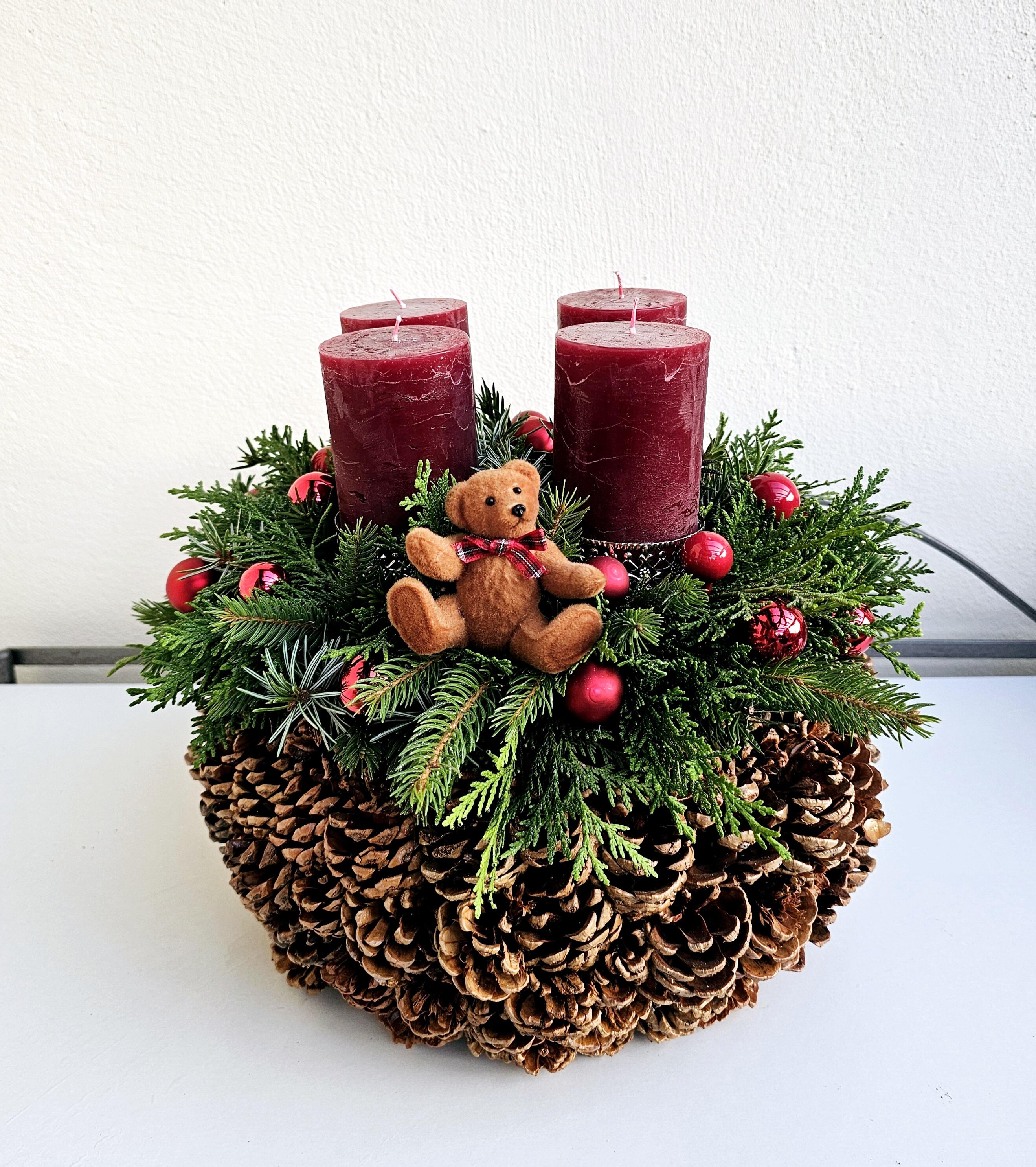 Adventkranz - weinrot