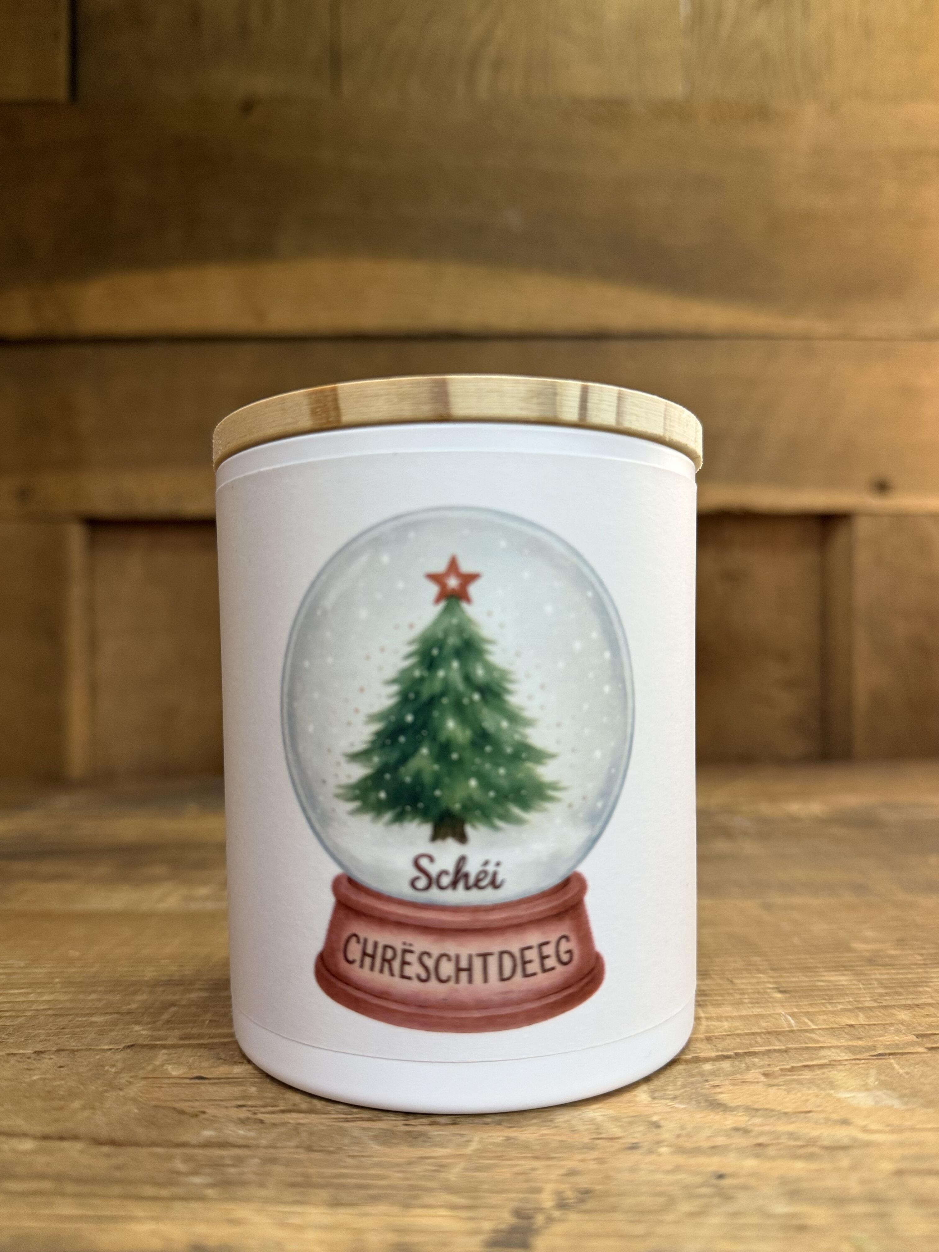 Lantern "Schéi Féierdeeg - Schneekugel"
