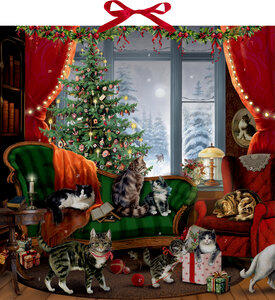 Behr, Barbara: Katzen am Fenster Wand-Adventskalender, Dimensions (l x h) : 52 x 38 cm