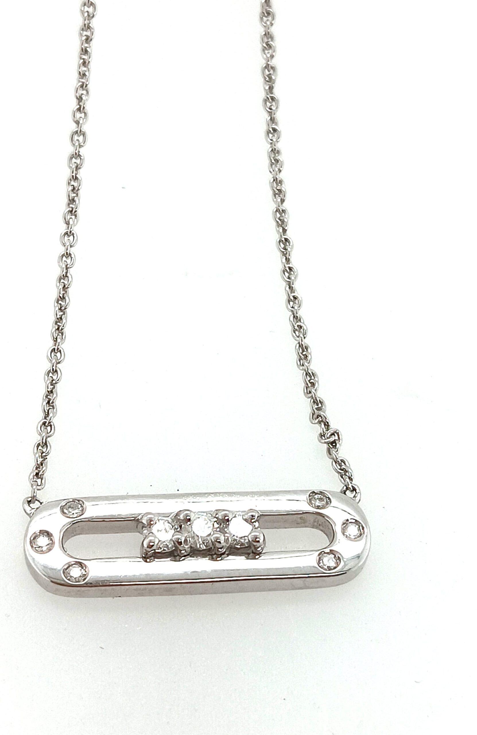 40 cm chain necklace in 18K white gold with 0.21 ct natural diamonds