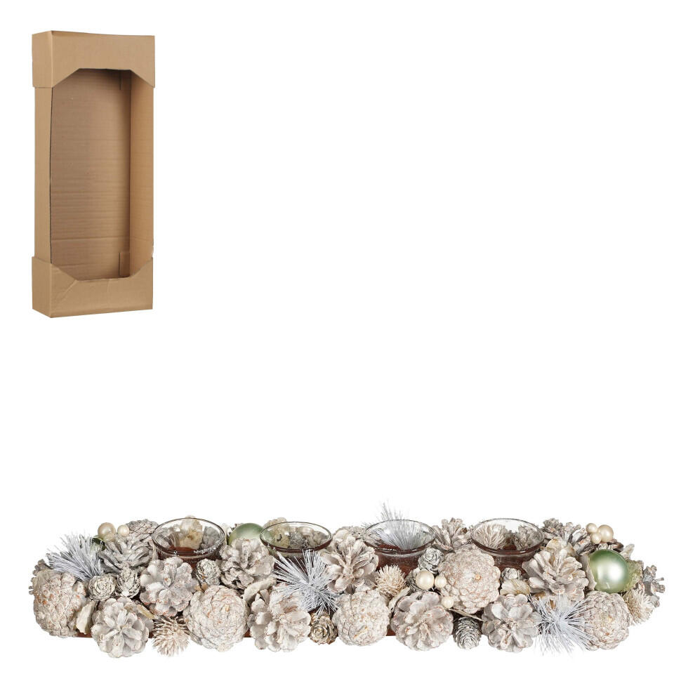 House of Seasons Table Decor Tealight Holder White 54 x 16.5 x 9 cm