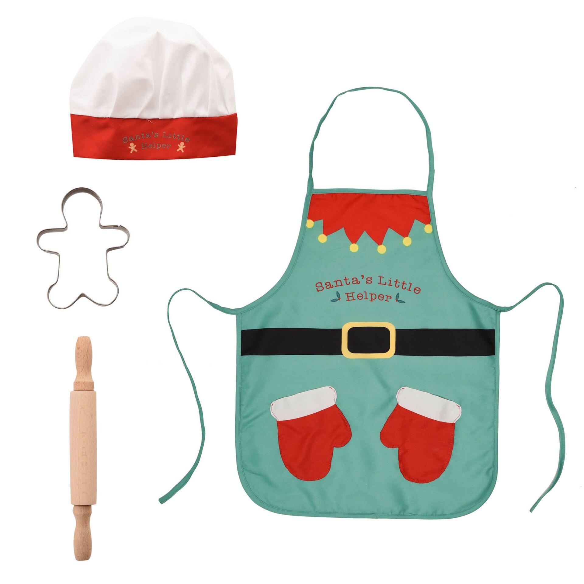 Backset für Kinder mit Schürze, Kochmütze und Nudelholz | Festliches Geschenkset | Widdop