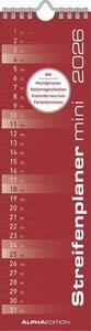 Streifenplaner Mini Rot 2026 Dimensions (W x H): 9.5 x 33 cm, Streifenkalender