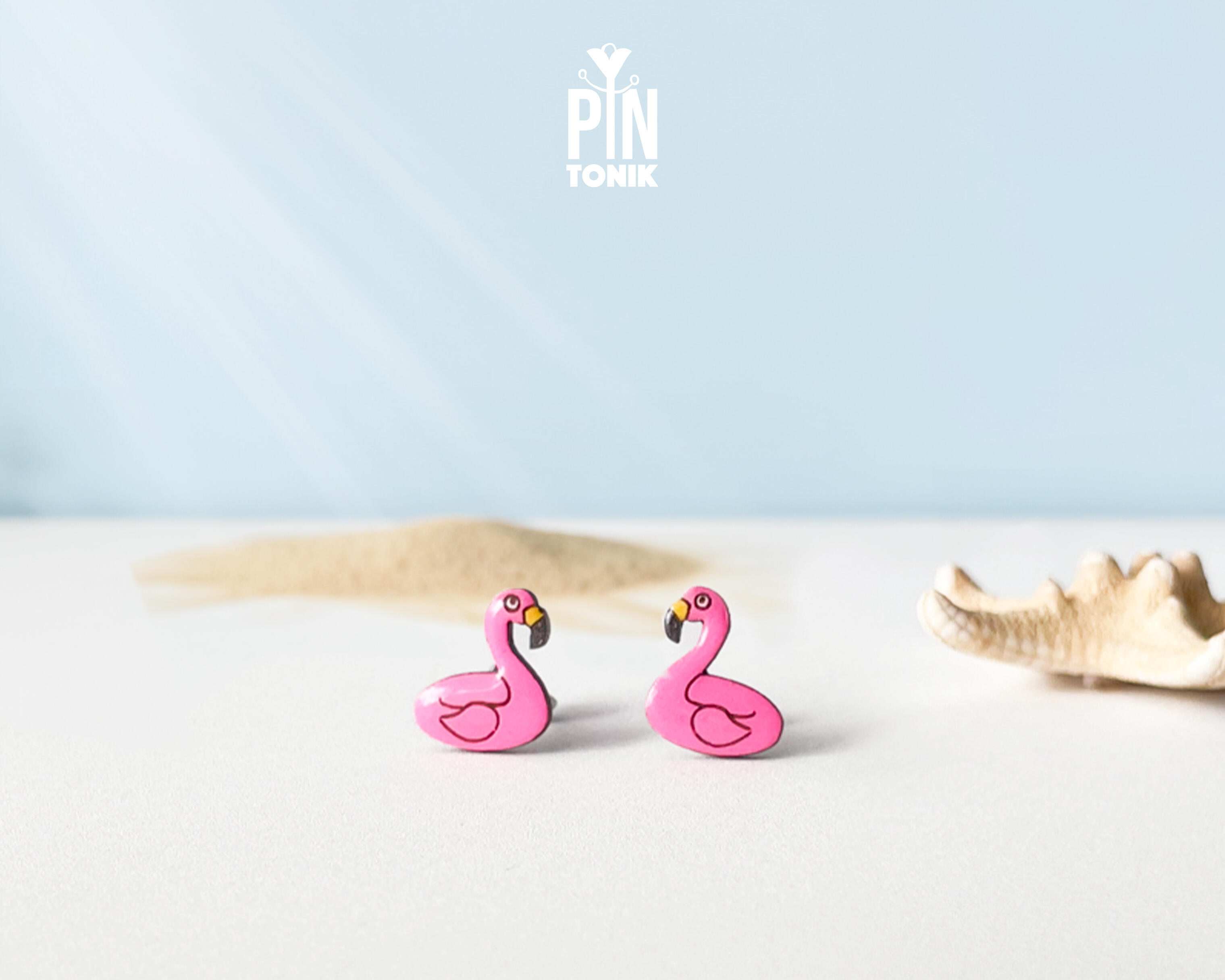 Fun Flamingo Pool Float Stud Earrings | PinTonik